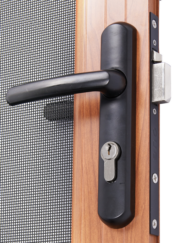 Security Hinged Screen Door Steel Mesh Woodgrain Finish